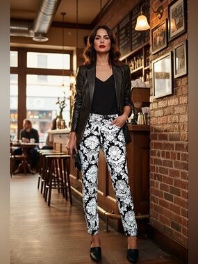 VENUS - Foil Damask Jeans